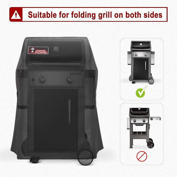 Kingkong 7105 Premium Grill Cover for Weber Spirit 210 Series Gas Grills with Both Collapsed (Not Fit for Spirit II E-210) Including Grill Brush and Tongs