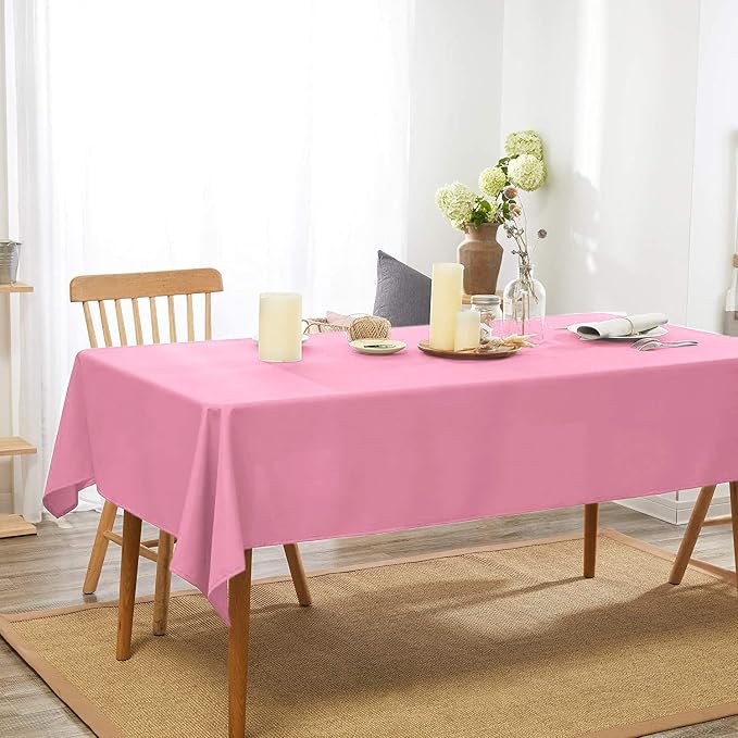 Pink Rectangle Tablecloth 54 x 80 Inch 210 GSM Stain&Water Wrinkle Resistant Washable Fabric Table Cloth for Dining Table Buffet Parties Outdoor Picnic Camping Kitchen