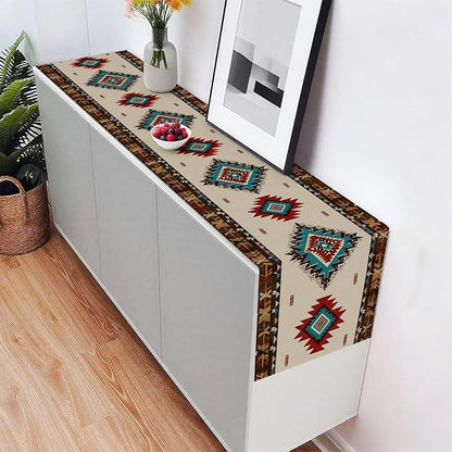 Mexican Style Table Runner,Dining Decor for Kitchen Coffee Table Family Dinners Holiday Parties Wedding Events Decor(13x72 inch)