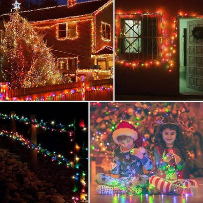 33FT 100 LED Multicolor Christmas Fairy Twinkle String Lights Indoor | 8 Modes with Memory, Connectable, IP65 Waterproof, Transparent Wire, Up to 5 Sets, Widely use for Classroom, Bedroom, dorm