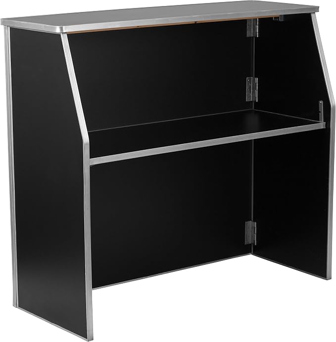 Flash Furniture Amara 4' Black Laminate Foldable Bar - Portable Event Bar