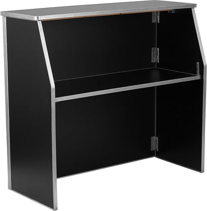 Flash Furniture Amara 4' Black Laminate Foldable Bar - Portable Event Bar
