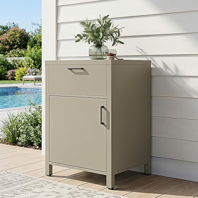 Wisteria Lane Outdoor Storage Cabinet with Drawers, Aluminum Modular Outdoor Kitchen, All Weather Kitchen Island for Patio, BBQ, Backyard