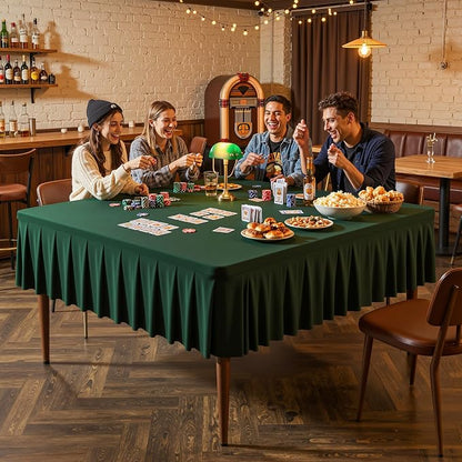 PARTISKY Hunter Green Spandex Square Tablecloths 54x54 Inch, Wrinkle Free Fitted Card Table Cloth Stretch Square Table Cover for Kitchen Dinner, Holiday Party, Wedding Banquet, Display Trade Show