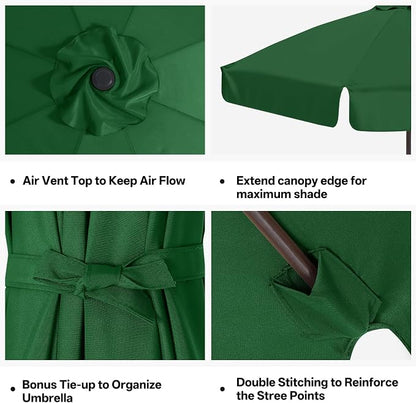 MASTERCANOPY Valance Patio Umbrella 10 ft Replacement Canopy for 8 Ribs-Forest Green Canopy Only