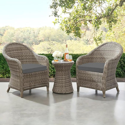 downluxe Outdoor Chair Cushions Set of 2 for Patio Furniture, Water-Resistant Patio Chair Cushions with Ties, High Density Foam Outdoor Seat Cushion, 17" X 16" X 2", Dark Grey