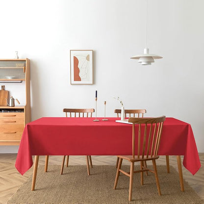 DWCN Red Christmas Rectangle Tablecloth - 60 x 84 Inch - Waterproof Stain and Wrinkle Resistant Washable Table Cloth, Decorative Fabric Table Cover for Kitchen Dining Room Party and Outdoor Use