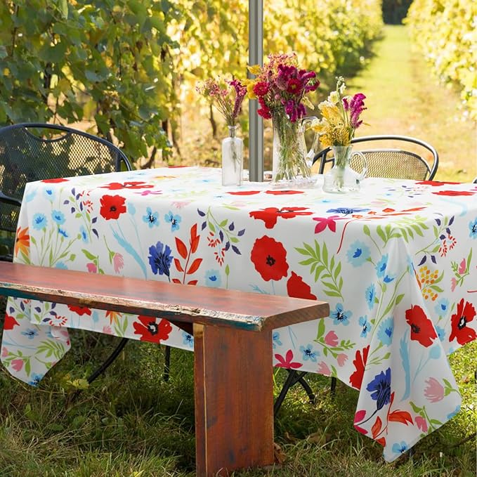 Outdoor Tablecloth with Umbrella Hole Umbrella Tablecloth Patio Tablecloths with Zipper for Courtyards, Terraces, and Beaches 60 x 102 in