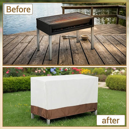 2 Pack Outdoor Dining Grill Cart Cover, 48" L x 24" Wx 30" H, Waterproof, Uv-resistant, Portable Heavy Duty Cover for Cabinet Bar, BBQ Food Prep Table, Patio Furniture, Worktable Movable Station