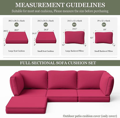 9 Pcs Outdoor Patio Cushions Covers Replacement Sets, Covers Only | 9 Pcs Patio Cushions Covers Replacement UV Resistant, Water Anti-Slip, Heavy-Duty Zippers for 5 Pcs Patio Furniture Set