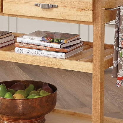 homestyles General Line Wood Rolling Kitchen Cart in Brown
