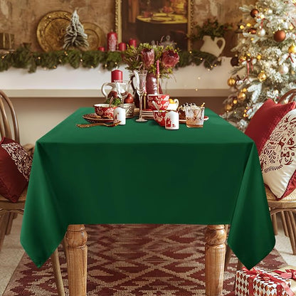 sancua Rectangle Tablecloth - 60 x 102 Inch - Stain and Wrinkle Resistant Washable Polyester Table Cloth, Decorative Fabric Table Cover for Dining Tables, Buffet Parties and Christmas, Hunter Green