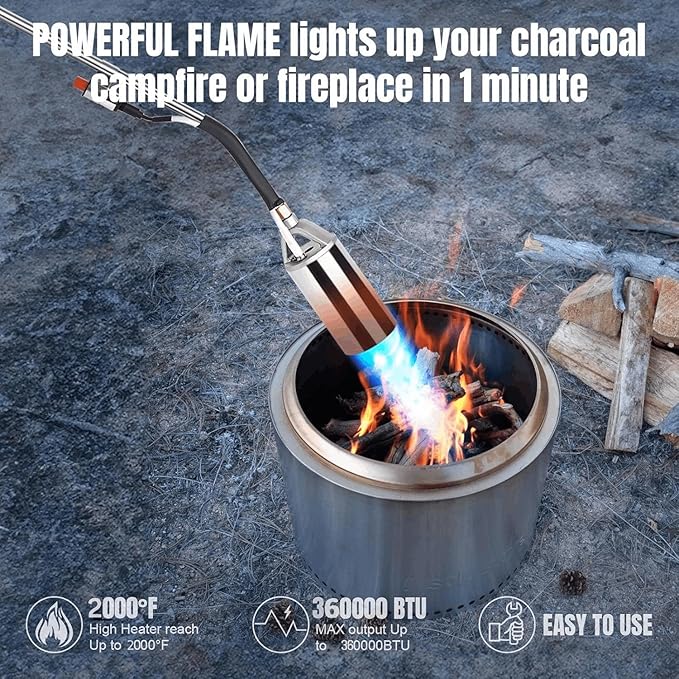 GasBRUH Heavy Duty Weed Torch Propane Burner with Storage Bag, High Output 360,000 BTU Blow Torch with 8.8FT Hose, Portable Flame Weeder with Igniter for Garden Wood Roofing Snow Road Charcoal Start