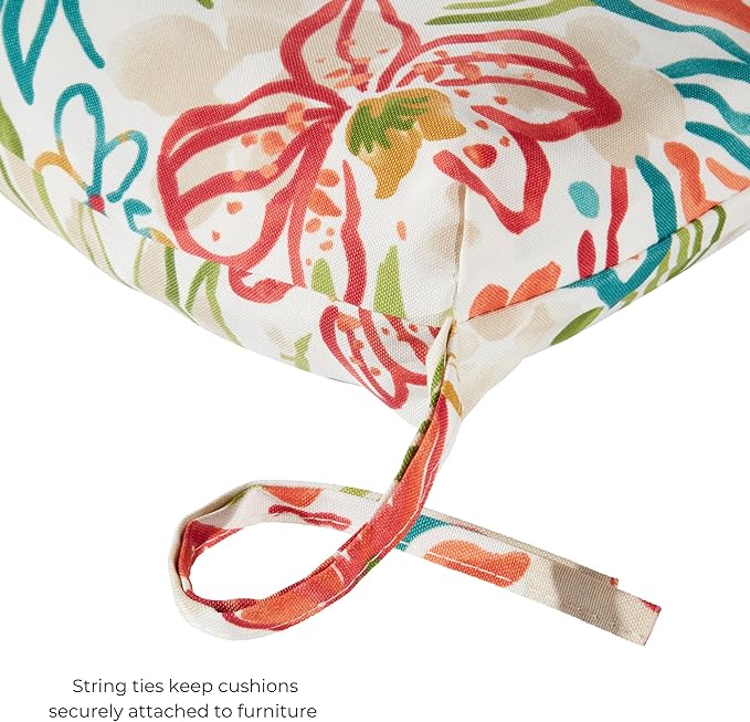 Modern Outdoor Chaise Lounge Cushion with Ties – Durable Polyester Fabric, Channel-Filled Polyfiber Insert, Removable Zippered Cover, Breeze Floral