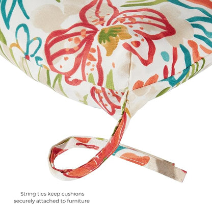 Modern Outdoor Chaise Lounge Cushion with Ties – Durable Polyester Fabric, Channel-Filled Polyfiber Insert, Removable Zippered Cover, Breeze Floral