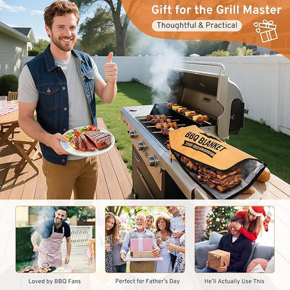 BBQ Blanket for Resting Meat - 21" Reusable Leakproof 5-Layer Insulated Smoker Bag with 20 Butcher Papers, Smoker Accessories & Gifts for Dad (Turkey, Pork, Beef)