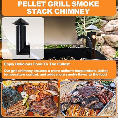 Pellet Grill Smoke Stack Chimney Replacement for Pit Boss, Traeger & Camp Chef, Adjustable Smoker Chimney with Umbrella, Gasket & Mounting Hardware
