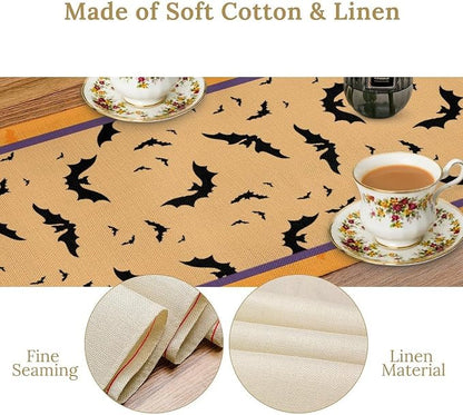Halloween Gnome Table Runner Burlap for Home Kitchen Dining Dinner Indoor Outdoor Party Farmhouse Table Decor 13x70 Inch