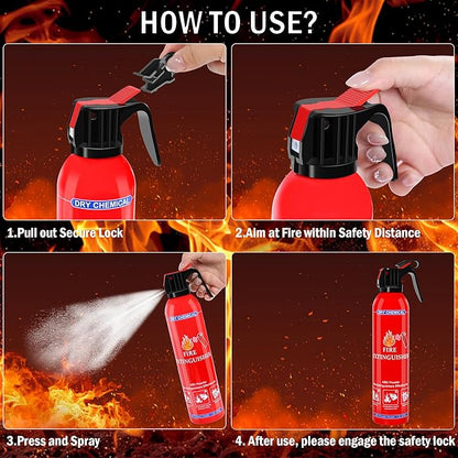 6 Pack ABC Dry Chemical Fire Extinguisher - Portable Fire Spray with Mounting Bracket for Home Kitchen Car Boat RV & Business - Compact Non-Toxic Safety Device