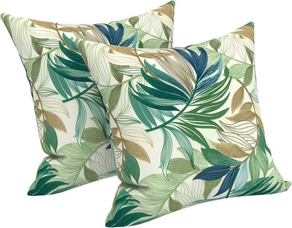 LVTXIII Outdoor Pillow Covers 20x20 Inch, 2 Pack Large Square Throw Pillow Cases, Fade-Resistant Cushion Covers for Patio Furniture Sofa, Garden Porch, Lush Leaf Green