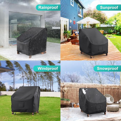 Adirondack Outdoor Chair Covers Waterproof 33"Wx35"Dx36"H, Black | 2 Pack Patio Furniture Covers Protect from Rain and UV; Heavy-Duty Oxford Fits Lounge, Deep-Seat & High-Back Chairs on Lawn