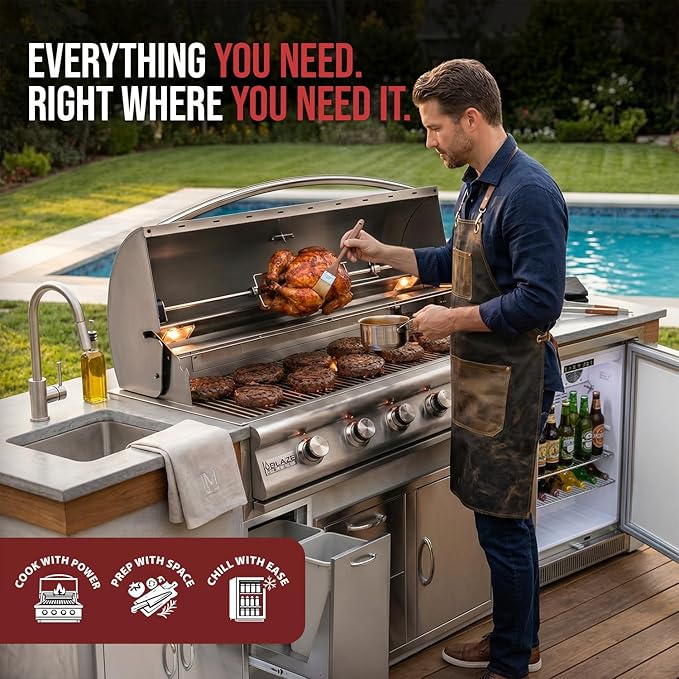 BLAZE BBQ Outdoor Grill Package 2 of 40” LTE Built-in Natural Gas Grill, LTE Gas Griddle, Gas Power Burner, 32” Door & Two Drawers Combo, Double Access Door, Refrigerator, and Accessories