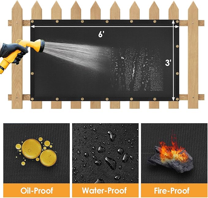 3'x6' Fireproof Heat Shield for Wall Behind Grill Protect Deck Fence from Grill Heat, Heat Shield for Wood Stove, Stove Wall Protector Fridge, BBQ Grill Mat Accessories Compatible with Blackstone