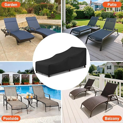 Arcedo Patio Lounge Chair Cover 2 Pack, Waterproof Outdoor Chaise Lounge Covers for Outdoor Furniture and Outside Stackable Cushions, 84" x 32" x 32" H, Black