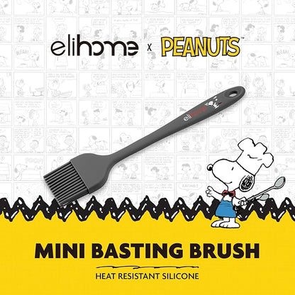 Elihome × Peanuts Silicone Basting Brush (8.75”) – Heat Resistant to 600°F, Food-Grade Platinum Silicone, Seamless 1-Piece Design, Non-Stick Safe, Dishwasher Safe, Dark Grey