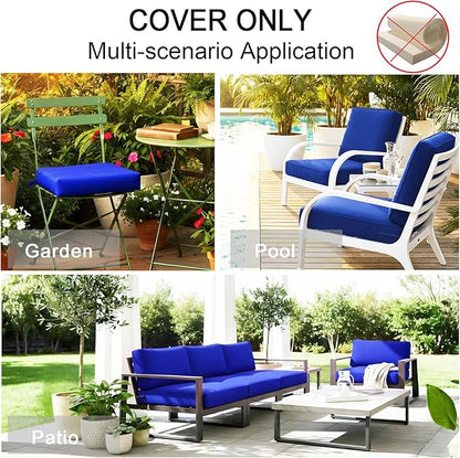 NettyPro Patio Chair Seat Cushion Covers Set 4, Waterproof Outdoor Furniture Cushion Slipcovers with Zipper and Tie, 22 x 20 x 4 Inch, Replacement Cover Only, Navy