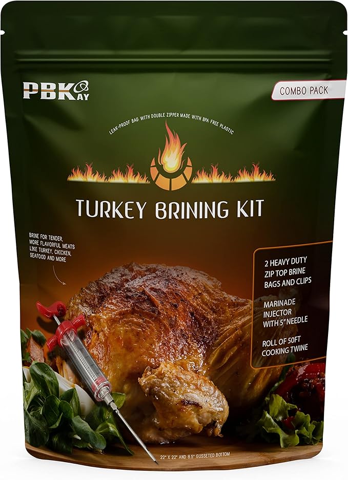 Large Turkey Brine Bags, Combo Pack - Marinade Injector - Roll cooking Twine - XL Heavy Duty Leakproof, Food grade BPA free