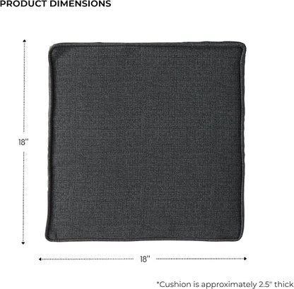 Outdoor 18 inch Square Patio Dining Chair Pads – Comfortable Fiber-Filled Seat Cushions with Ties, Reversible Polyester Fabric - Carbon, Set of 2