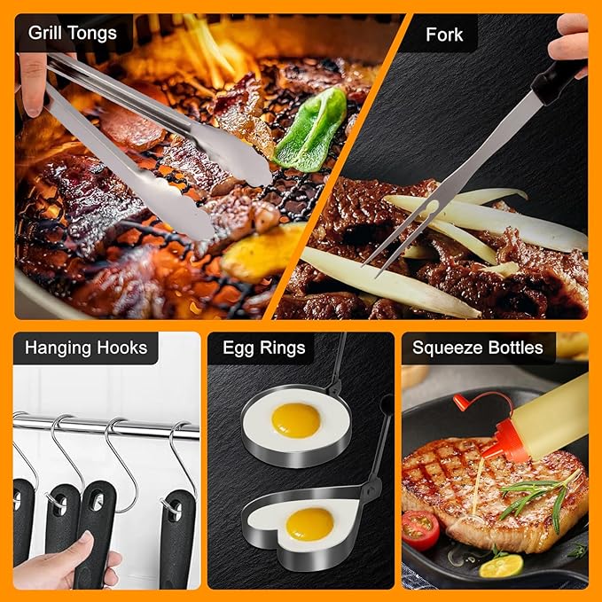 29-Piece Grill Tools Set, Heavy Duty Stainless Steel BBQ Accessories for Outdoor BBQ & Camping