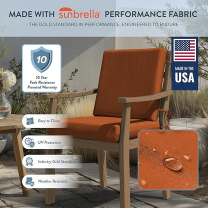 California Umbrella Outdoor Dining Chair, Patio Seat Cushion, 20 x 40 Inch, Premium Outdoor Memory Foam, Fade Resistant Sunbrella Fabric, Fabric Ties,Tuscan