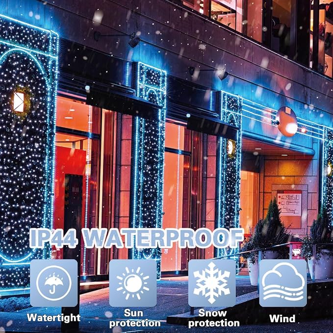 33FT 100 LED Blue Christmas Lights,16 Modes Connectable Fairy String Lights, Plug in Indoor Outdoor Blue Lights for Xmas Tree, Party, Garden, Hanukkah, Independence Day Patriotic Patio Decor