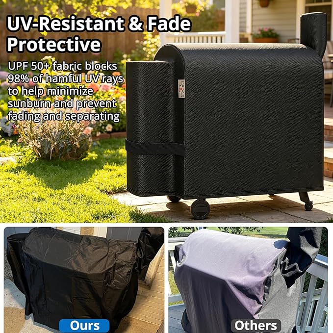 Pellet Grill Cover for Traeger Pro 34/780 Series,1000D Heavy Duty Rip-Proof Material Smoker Cover,Waterproof UV and Fade Resistant Grill Cover with Straps & Zippers for Traeger Texas 34,Z Grills 700