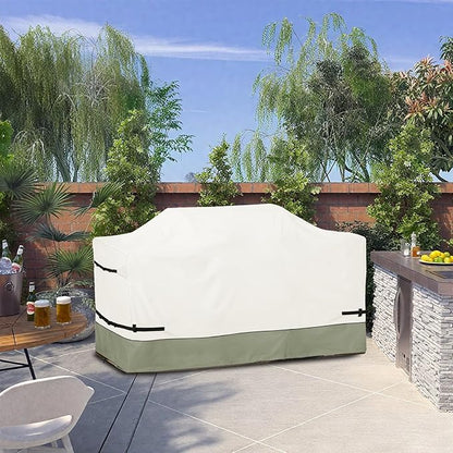 Bitubi 86 Inch Island Grill Cover - 600D Heavy Duty Waterproof All Weather Protection Extra Large Grill Cover,Beige&Grayish Green
