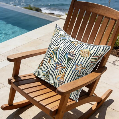 LVTXIII Outdoor Throw Pillows 18x18 Patio Waterproof Square Pillows with Piping Fade Resistant Accent Pillow for Spring Summer Garden Decoration, Set of 2, Crayon Shells