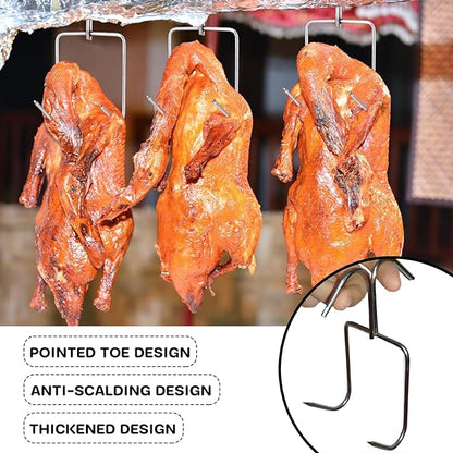 6 Pcs Stainless Steel Meat Hooks, Durable Smoker Grill Hangers for Hanging Duck, Chicken, Beef, Sausage, Outdoor BBQ and Drying (5.5 × 2.75 in)