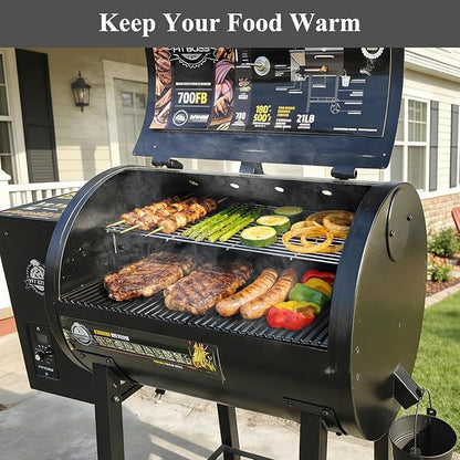 Uniflasy Warming Rack for Pit Boss 700 Series Pellet Smoker Grills, Stainless Steel Upper Cooking Grate Replacement for Pit Boss 700D 700FB 700S 700SC 700FB1, Foldable BBQ Grill Top Rack