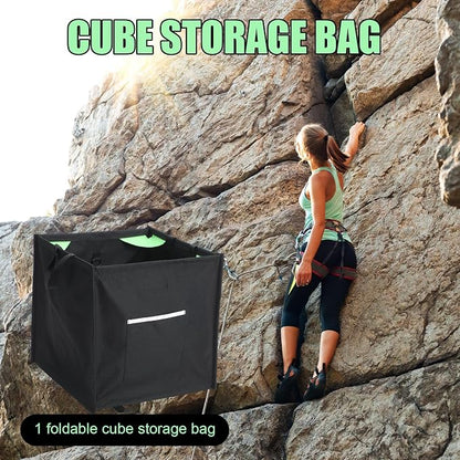 Arrowbash Throw Line Cube Bag - Easy Folding Arborist Throw Line Storage Portable Climbing Rope Organizer Box for Tree Work Outdoor Rope Accessories, Black