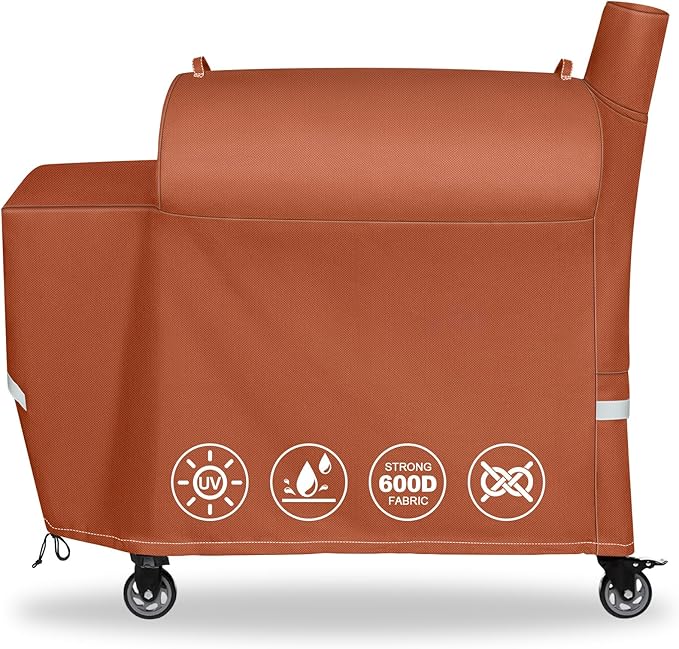 QuliMetal Grill Cover for recteq Flagship 1100, RT-1250, RT-700 and RT-680 Wood Pellet Grills - Heavy Duty Premium Waterproof Fade Resistant Outdoor BBQ Grill Cover with Elastic Drawstrings,Brown