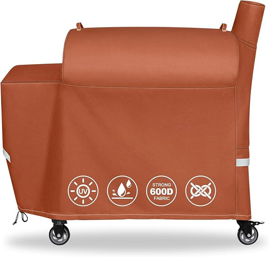 QuliMetal Grill Cover for recteq Flagship 1100, RT-1250, RT-700 and RT-680 Wood Pellet Grills - Heavy Duty Premium Waterproof Fade Resistant Outdoor BBQ Grill Cover with Elastic Drawstrings,Brown