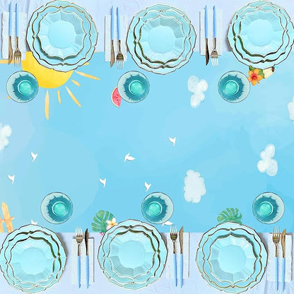 Surfing Theme Table Runner, Summer Beach Linen Fabric Table Runner for Everyday Use 72 x 13 Inches, Washable Table Cover for Indoor Outdoor Kitchen Dining Table Home Decorations