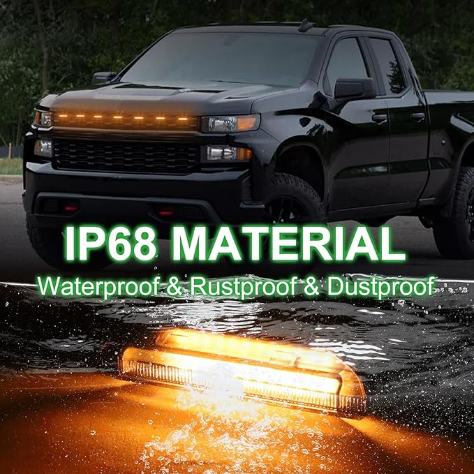 LED Front Grille Lights for 2019 Silverado 1500 Accessories 2020 2021 Grill Lights for Custom Trail Boss WT (Amber,7PCS)