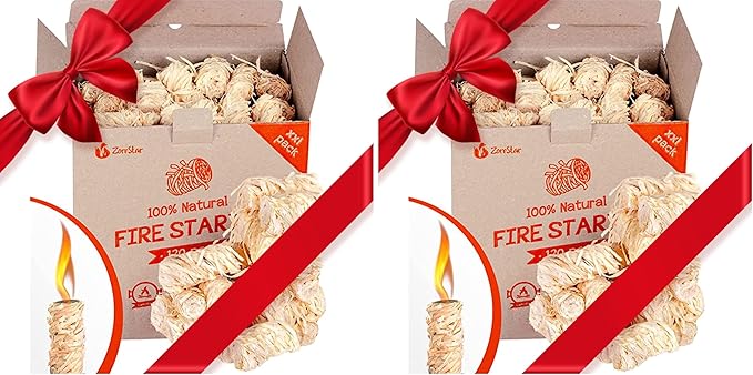 Fire Starters XXL 120 pcs - Firelighters for Indoor and Outdoor Use, Compatible with Solo Stove, Green Egg and Other firepits and BBQs - Box of 100% Waterproof Firestarters (Pack of 2)