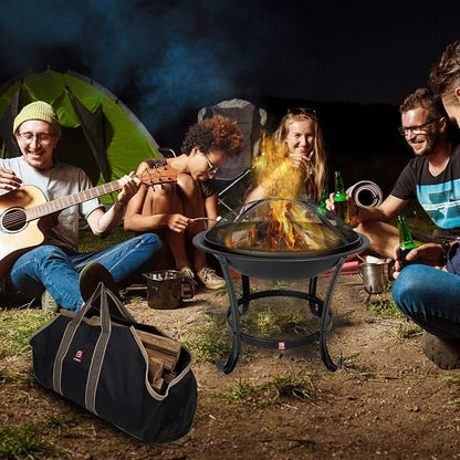 Fire Beauty Fire Pit BBQ Grill Pit Bowl with Mesh Spark Screen Cover,Poker (Includes Tote Bag)