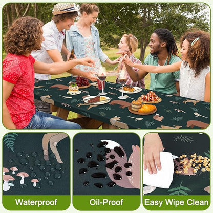 Picnic Table and Bench Cover Set, Waterproof Fitted Elastic Cloth | Portable Camping Essentials With Built-In Storage Pocket And Waterproof Fabric For Outdoor RV Or Picnic Table Use