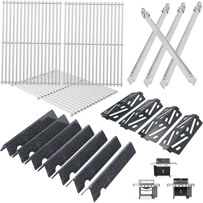 Genesis 2 GS4 Grill Parts for Weber 4 Burner Genesis II/II LX 400 SER Replacement Genesis 400 (2022 Y) Grill Accessories for Weber Grates 66089,Flavorizer Bars 66033,Heat Deflector 66041 &Burner 67490