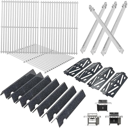 Genesis 2 GS4 Grill Parts for Weber 4 Burner Genesis II/II LX 400 SER Replacement Genesis 400 (2022 Y) Grill Accessories for Weber Grates 66089,Flavorizer Bars 66033,Heat Deflector 66041 &Burner 67490
